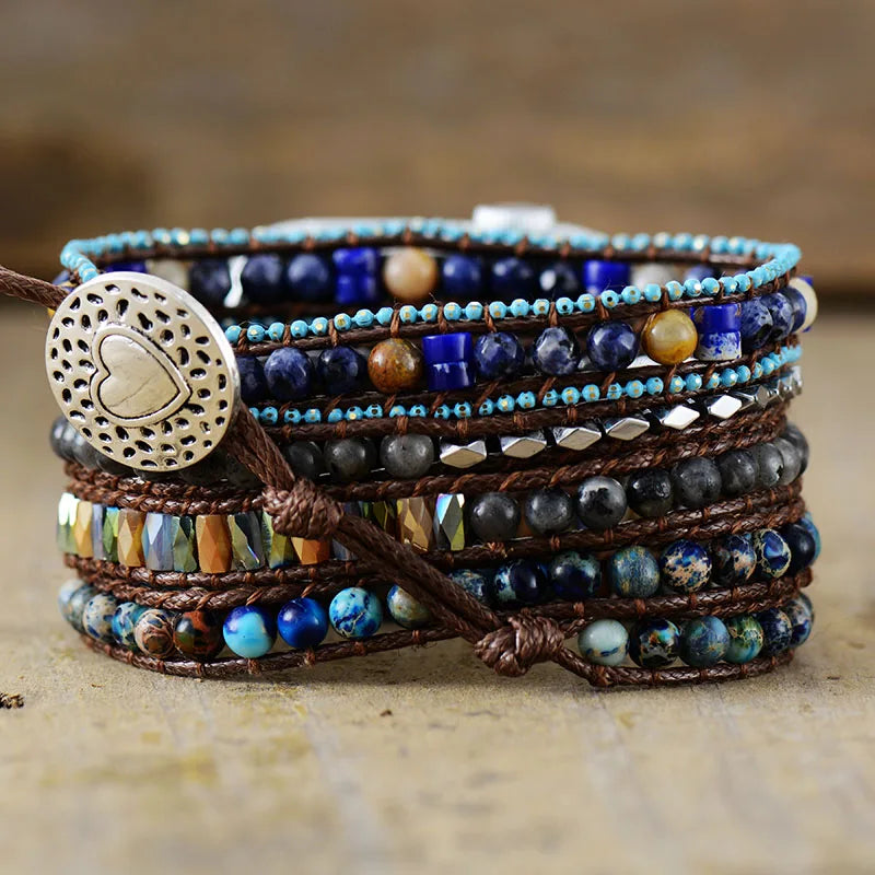 Punk Smart Watch Strap Bracelet 38-45MM Natural Stones Balance Beaded iWatch Band 1-7 Bohemia Wristband Boho Jewelry