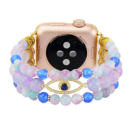 Stone Elastic Apple Watch Strap 38mm/45mm Stretchy Zircon Eye Charm Wristwatch Band Replacement for iWatch Bracelet Jewelry