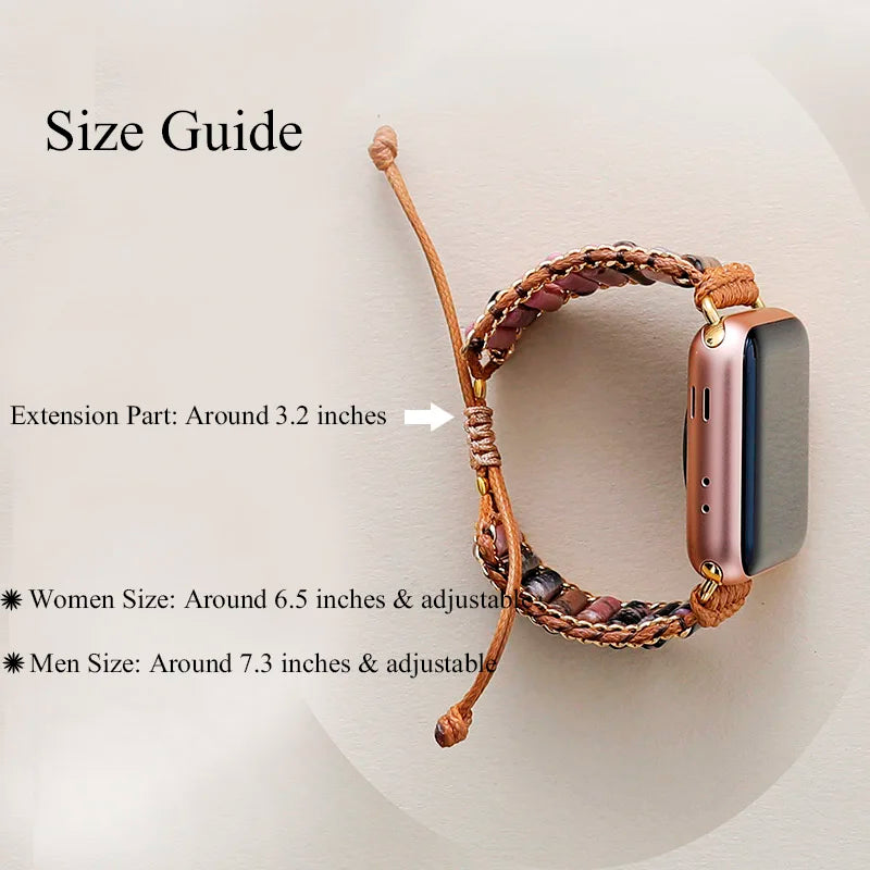 Vibrant Purple Natural Stone Apple Smartwatch Strap 38mm/45mm Bohemia Beaded Turquoise Wristband Bracelet iWatch Accessories