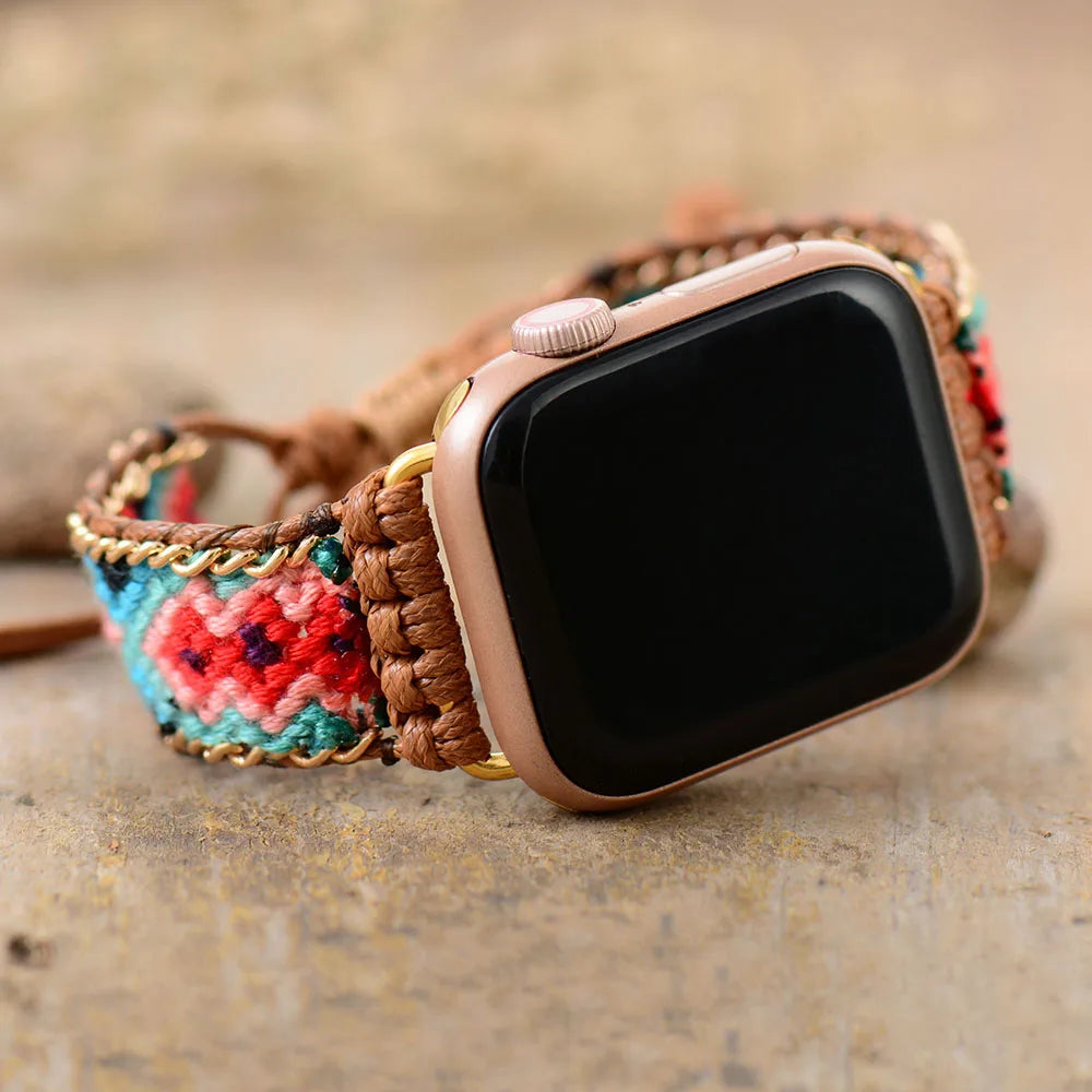 Cotton Wristband Apple Watch Strap 38/45mm Bohemia Style Smartwatch Band Vegan Bracelet for iWatch Series 7 Accessories