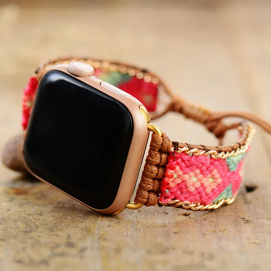 Cotton Wristband Apple Watch Strap 38/45mm Bohemia Style Smartwatch Band Vegan Bracelet for iWatch Series 7 Accessories