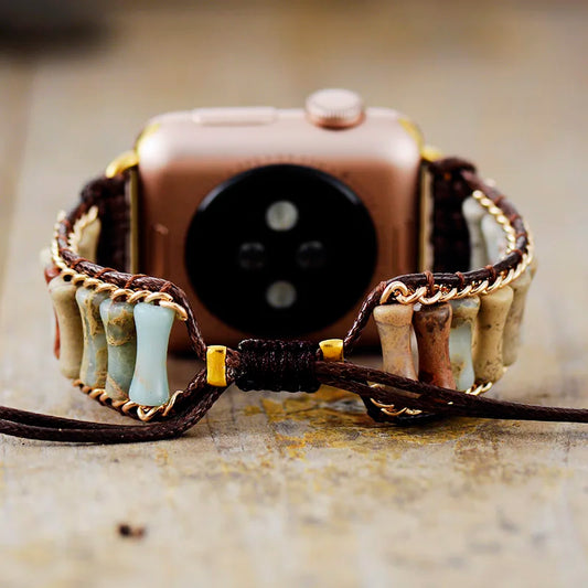 Spiritual Imperial Jasper Smart Watch Strap - Handmade Healing Beaded Bracelet for Apple Watch 38mm/45mm