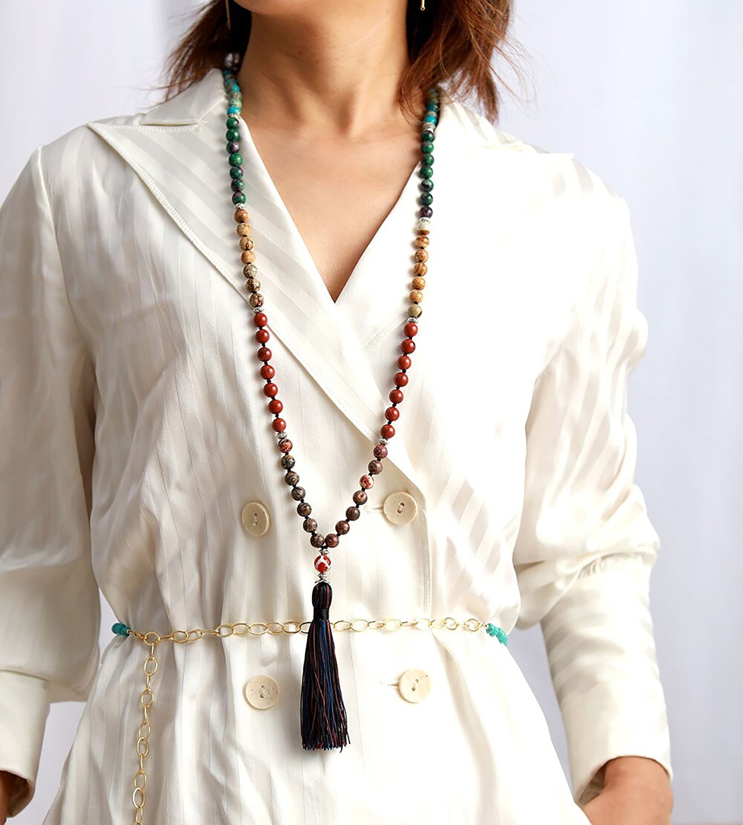 Long Tassel Chakra Mala Necklace