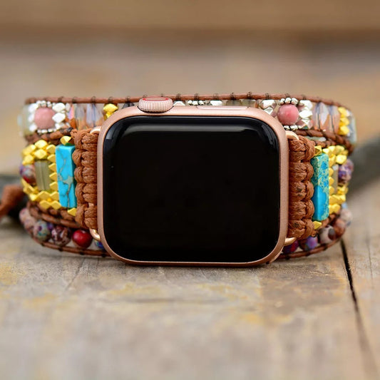 Jasper, Rhodonite Beaded Apple Watch Strap