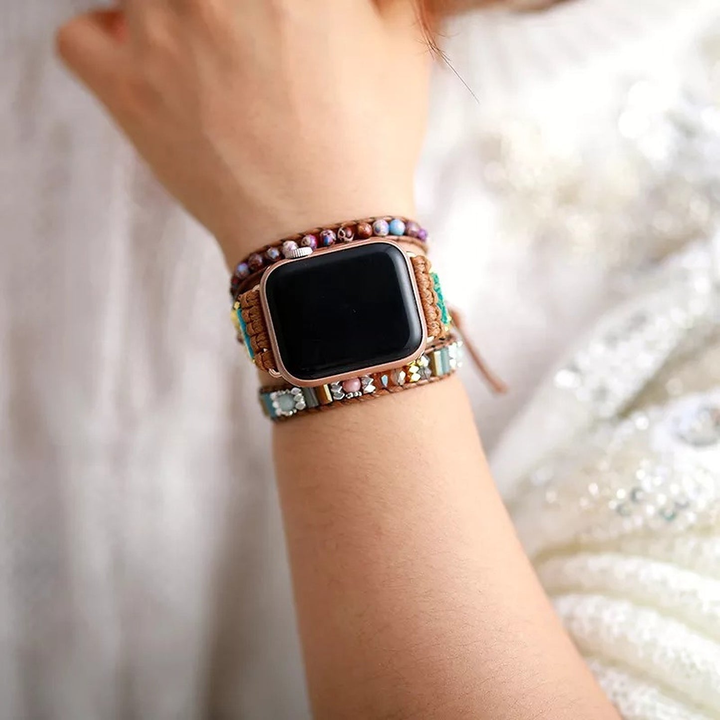 Jasper, Rhodonite Beaded Apple Watch Strap