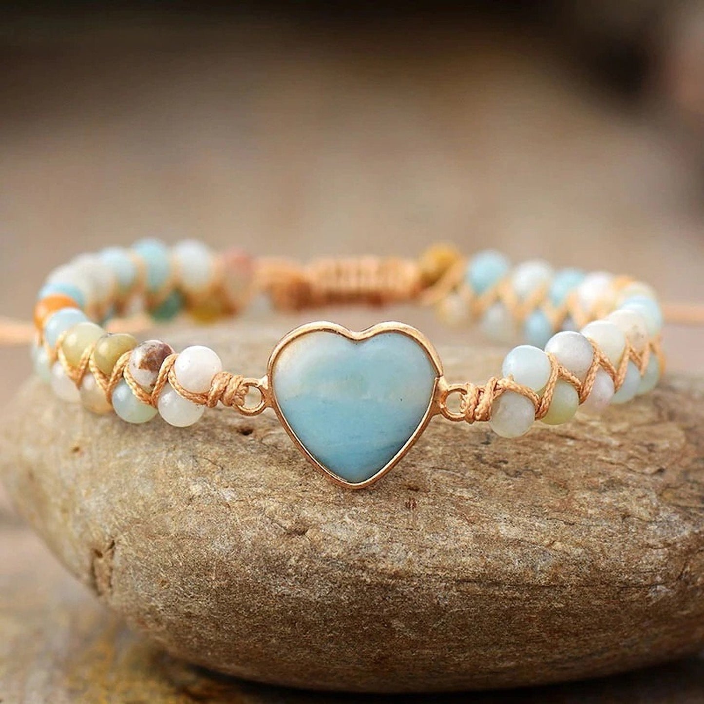 Blue Amazonite Heart Bracelet