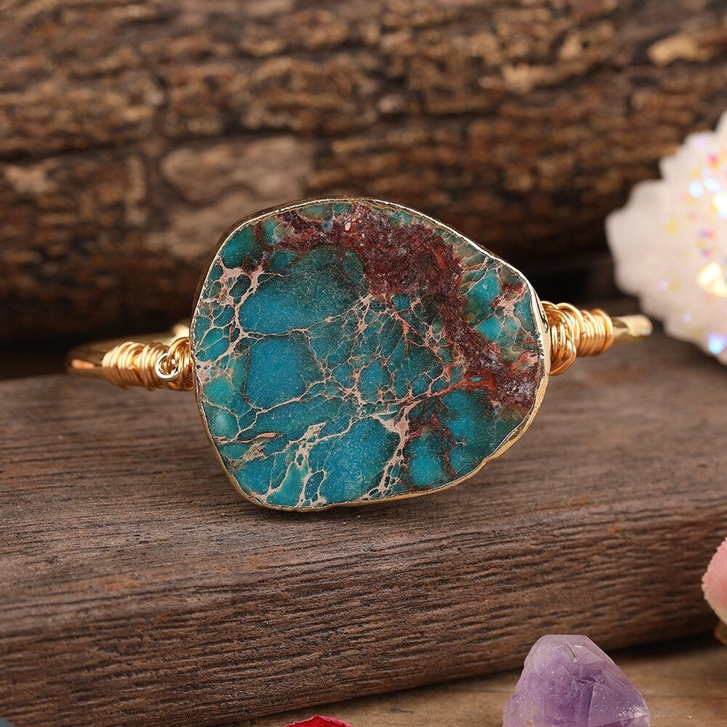 Unique Raw Turquoise Cuff Bracelet