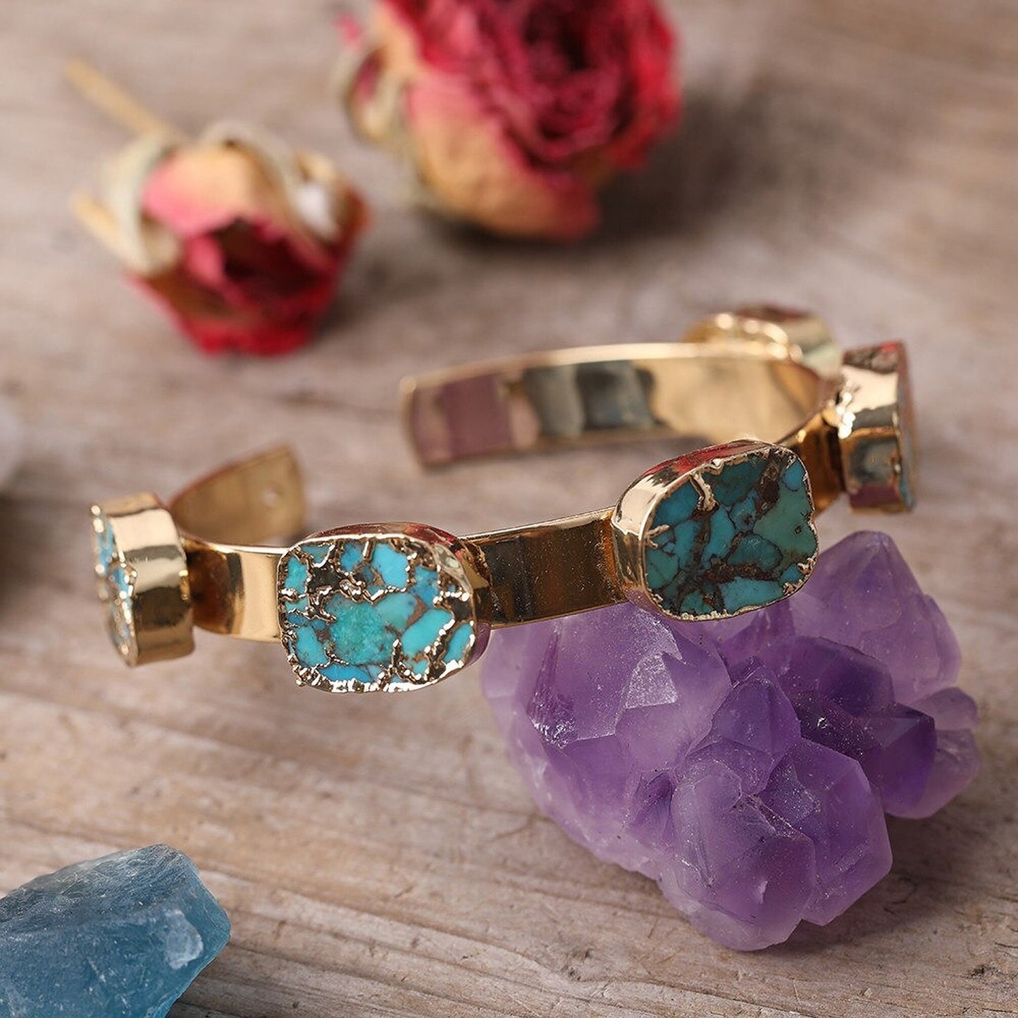 Unique Raw Turquoise Cuff Bracelet