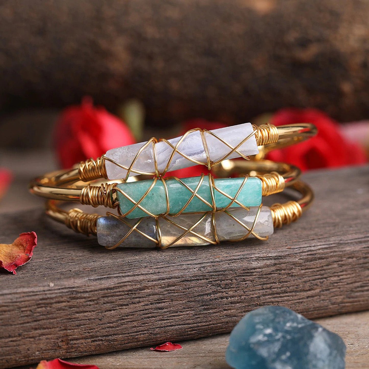 Healing Gemstone Cuff Bracelet