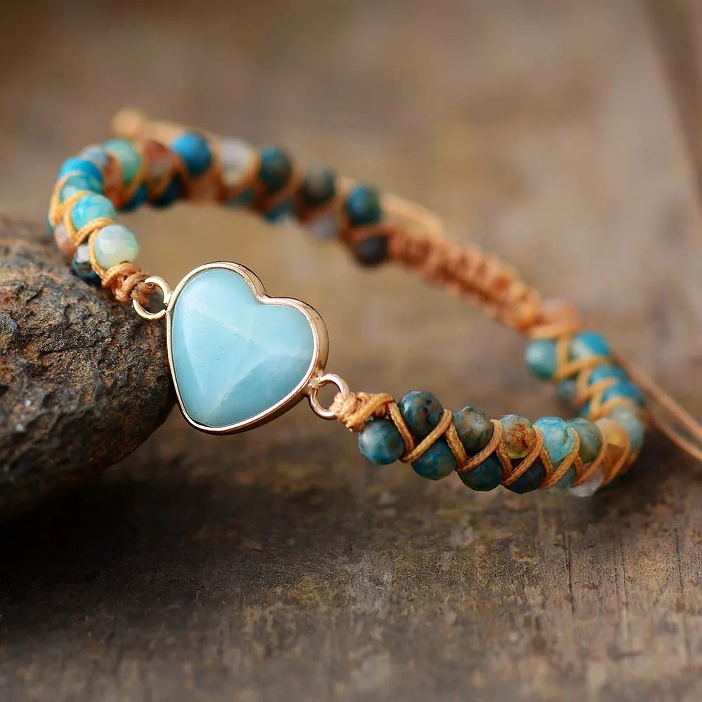 Blue Amazonite Heart Bracelet