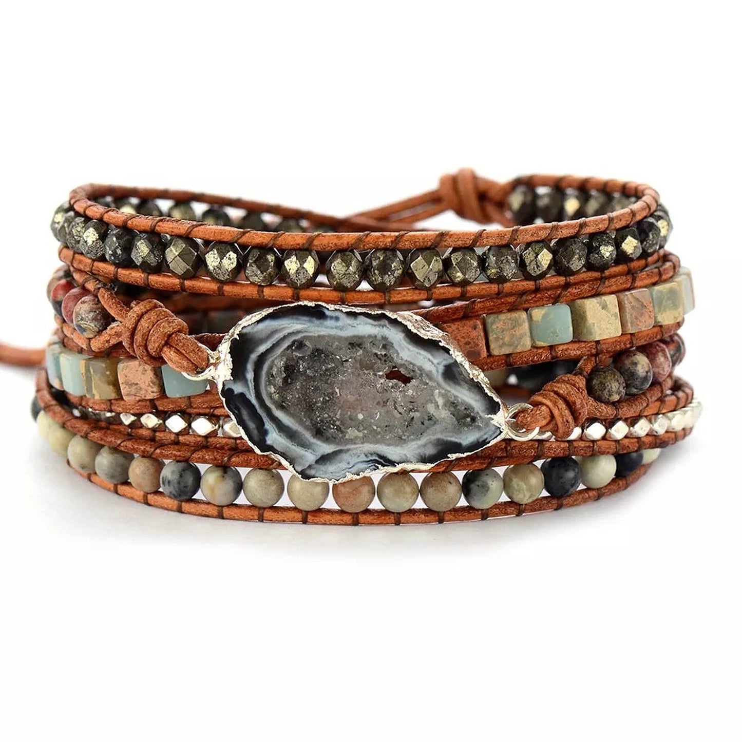 Drusy Charm Crystal Wrap Bracelet