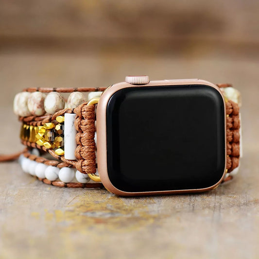 Jasper, Onyx Beaded Apple Watch Strap