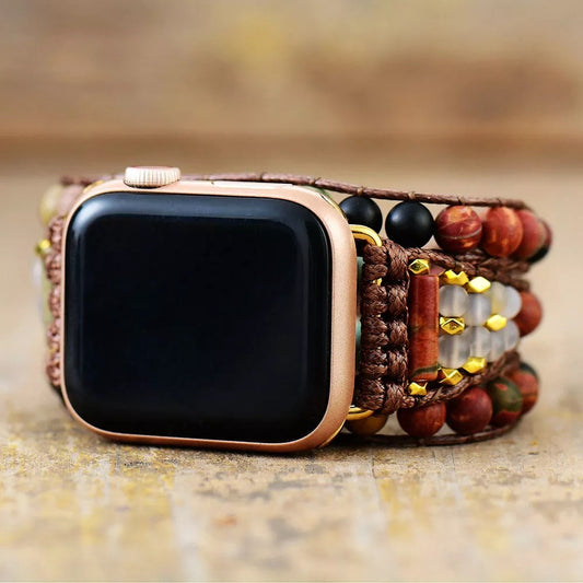 Jasper, Onyx, Turquoise Beaded Apple Watch Strap
