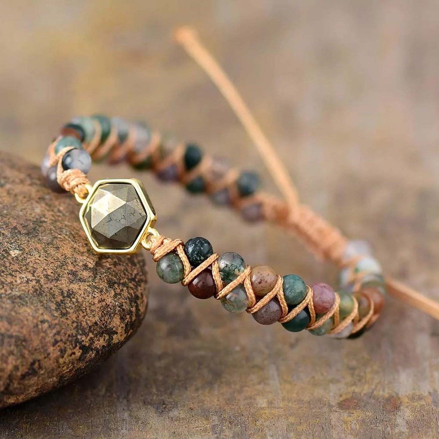 String Onyx Hexagon Bracelet