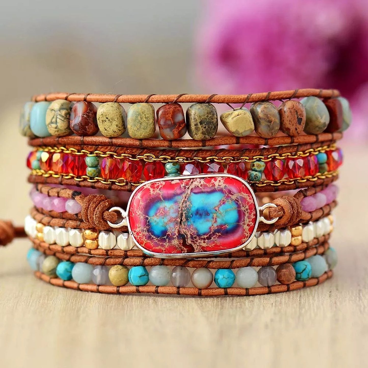 Aurora Jasper Wrap Bracelet