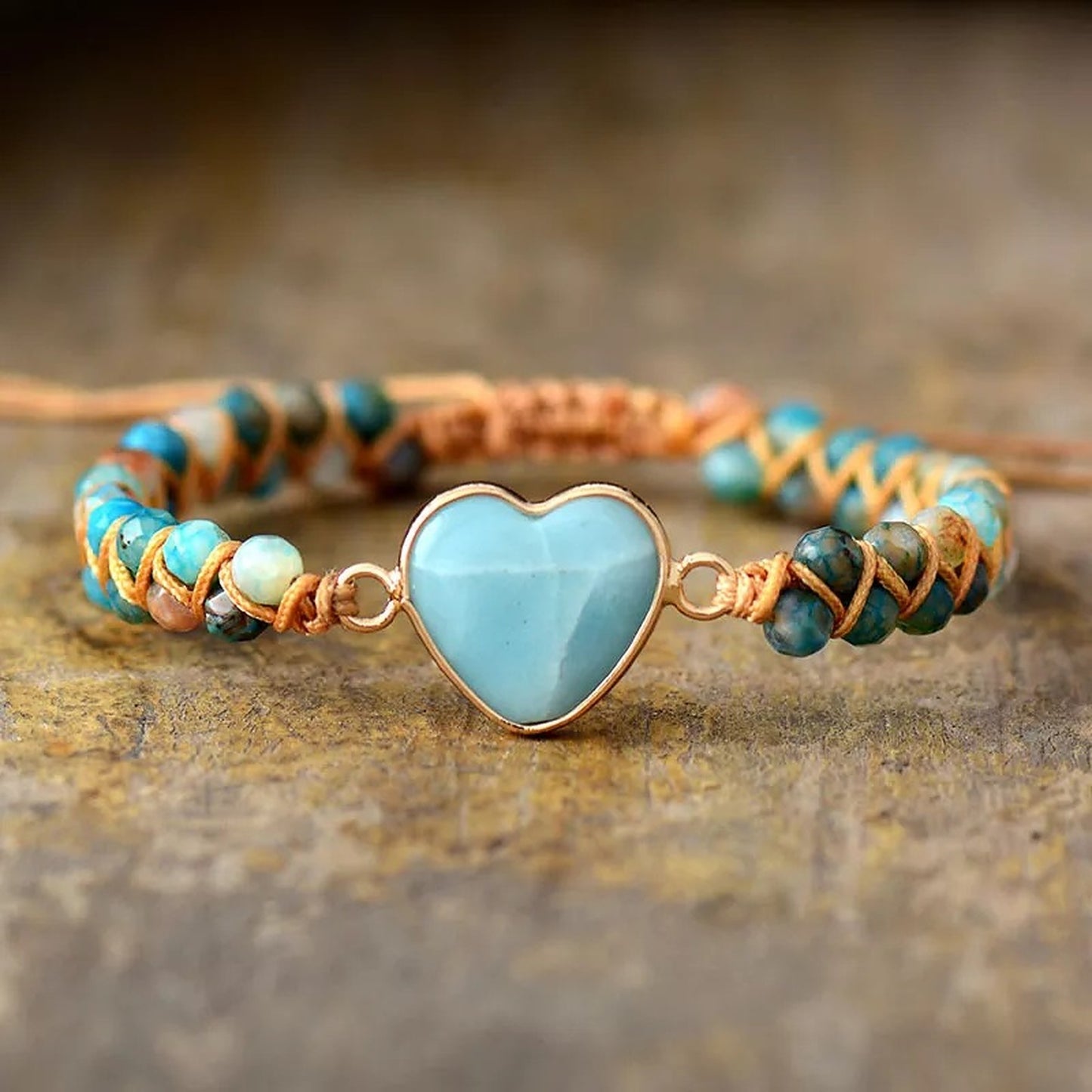 Blue Amazonite Heart Bracelet