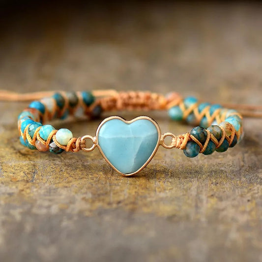 Blue Amazonite Heart Bracelet