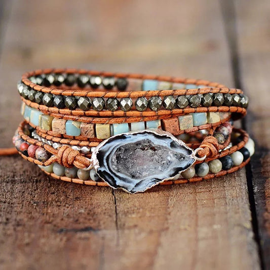 Drusy Charm Crystal Wrap Bracelet