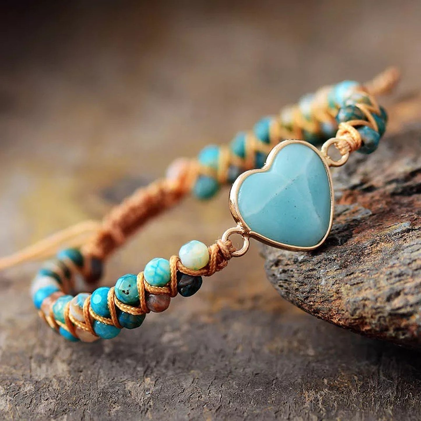 Blue Amazonite Heart Bracelet