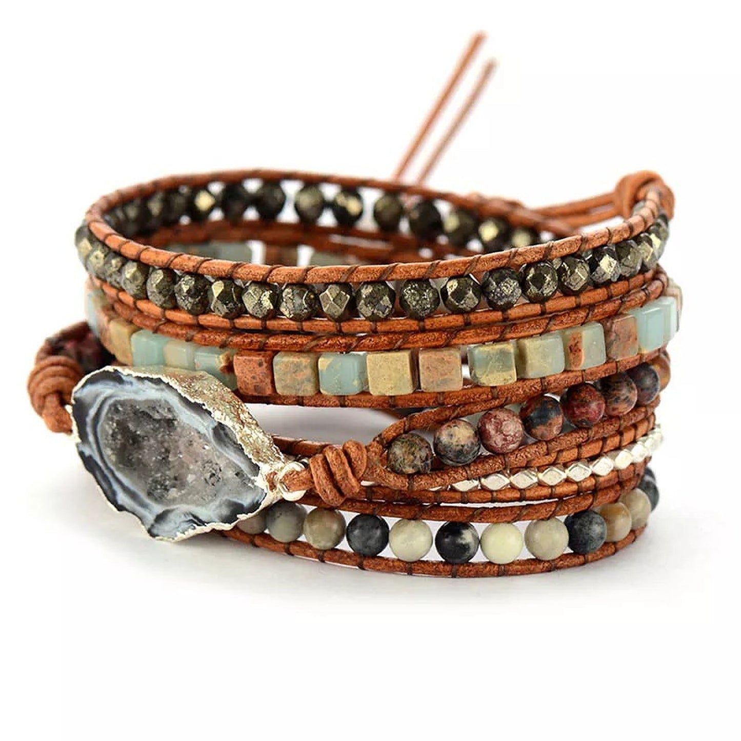 Drusy Charm Crystal Wrap Bracelet