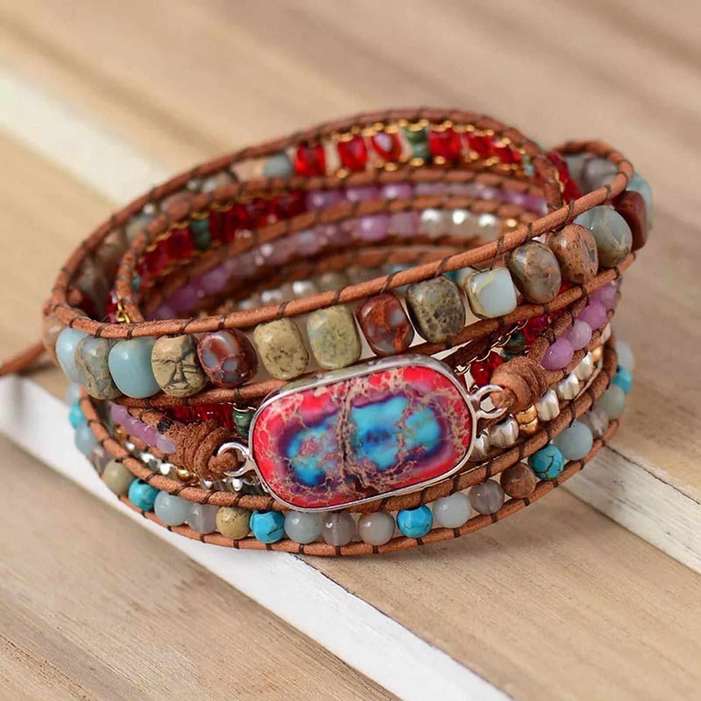 Aurora Jasper Wrap Bracelet