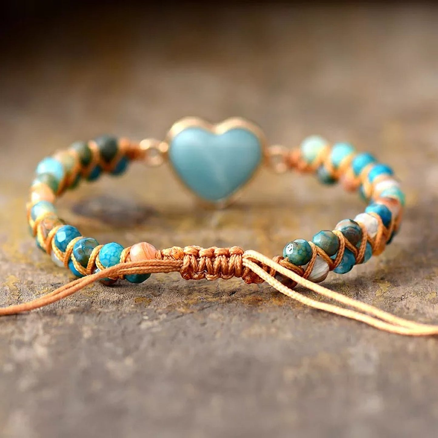 Blue Amazonite Heart Bracelet