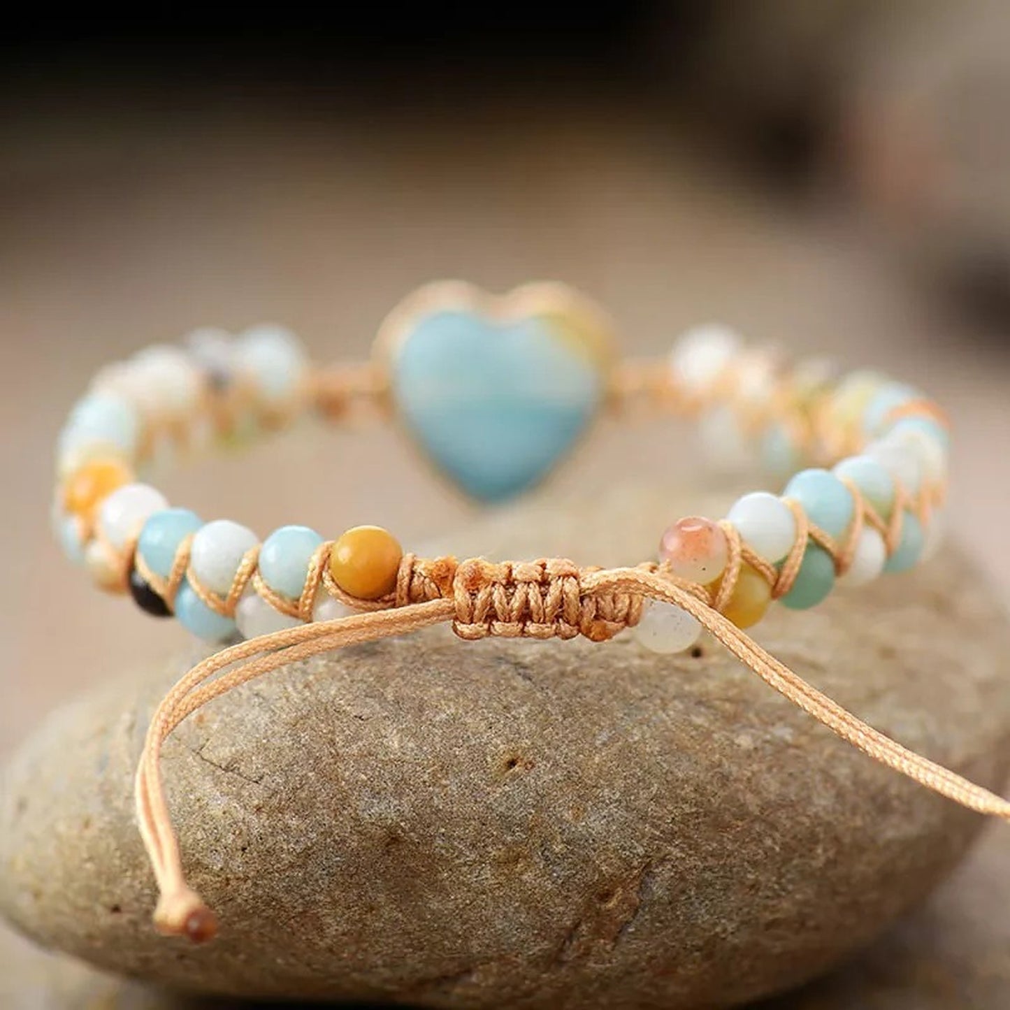 Blue Amazonite Heart Bracelet