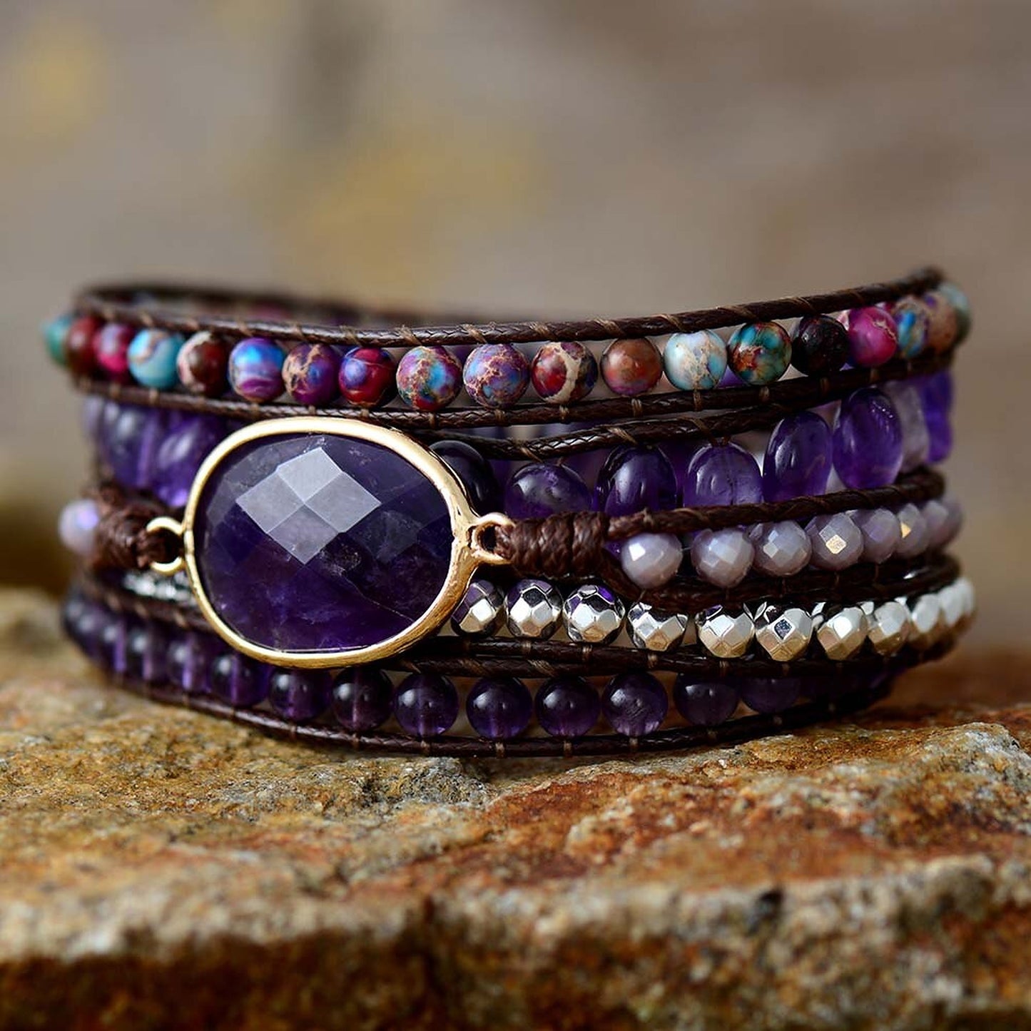 Amethyst Statement Wrap Bracelet