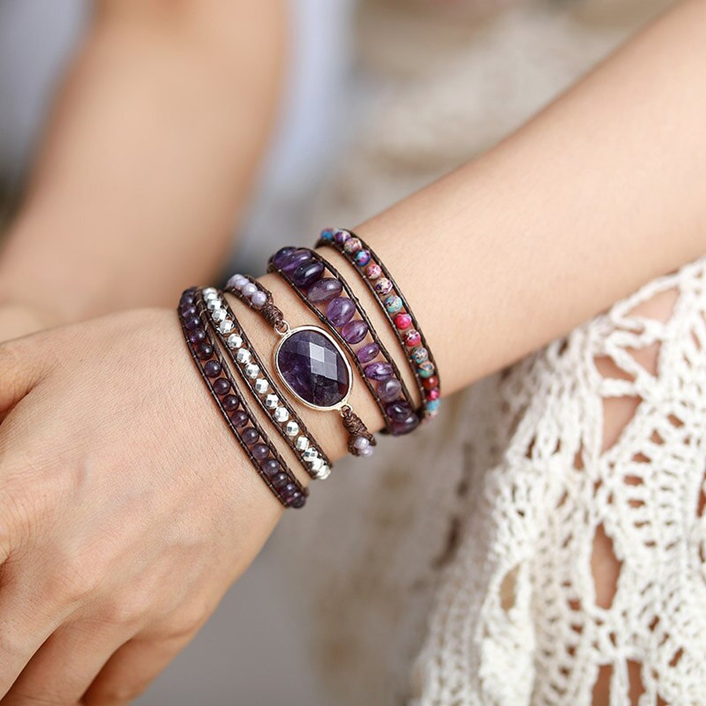 Amethyst Statement Wrap Bracelet