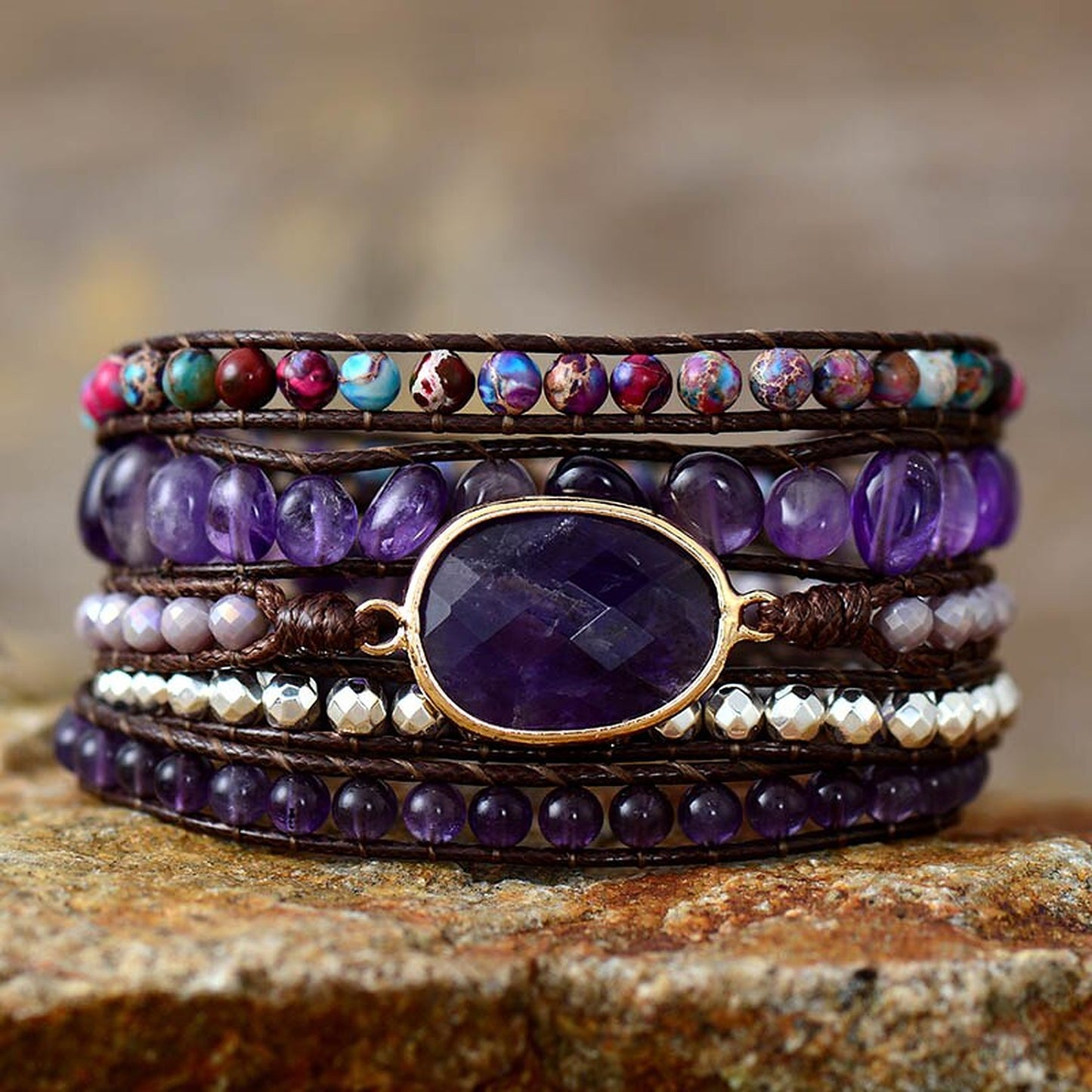 Amethyst Statement Wrap Bracelet