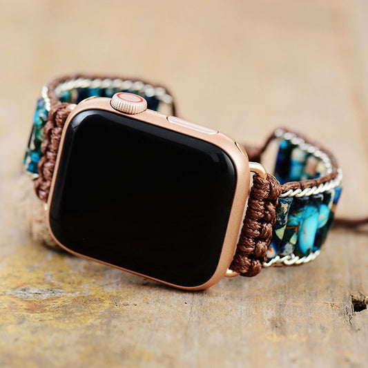 Blue Jasper Beaded Apple Watch Strap