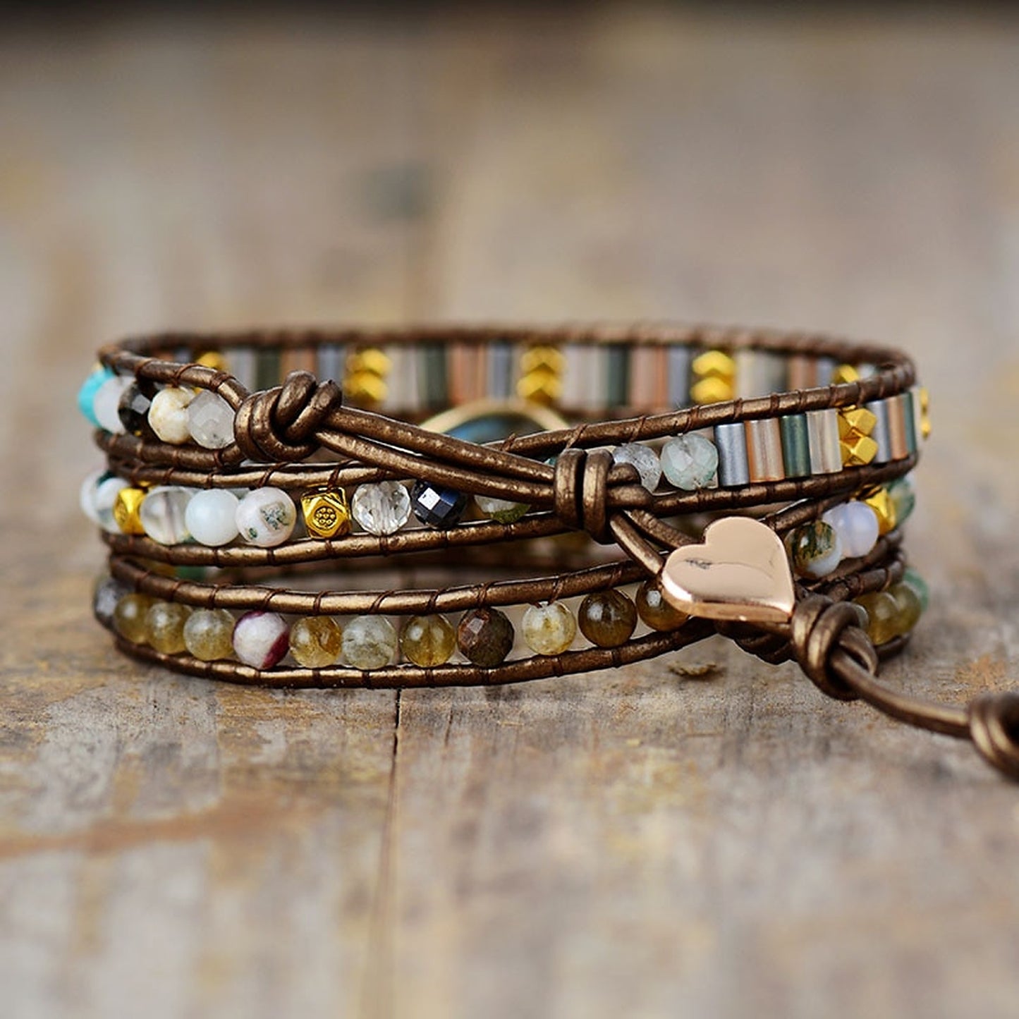 Labradorite Charm Wrap Bracelet