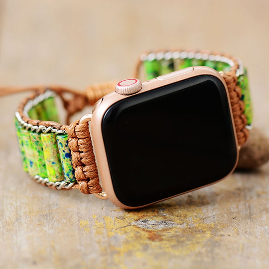 Green Jasper Beaded Apple Watch Strap
