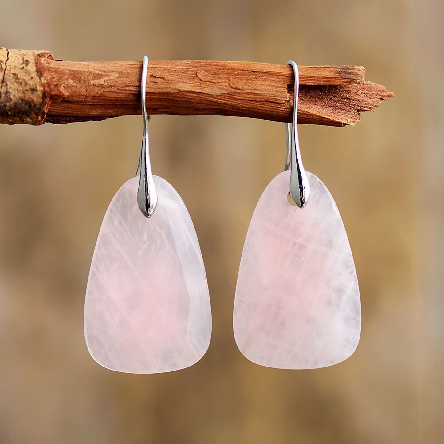 Rose Quartz Fancy Drop Earrings