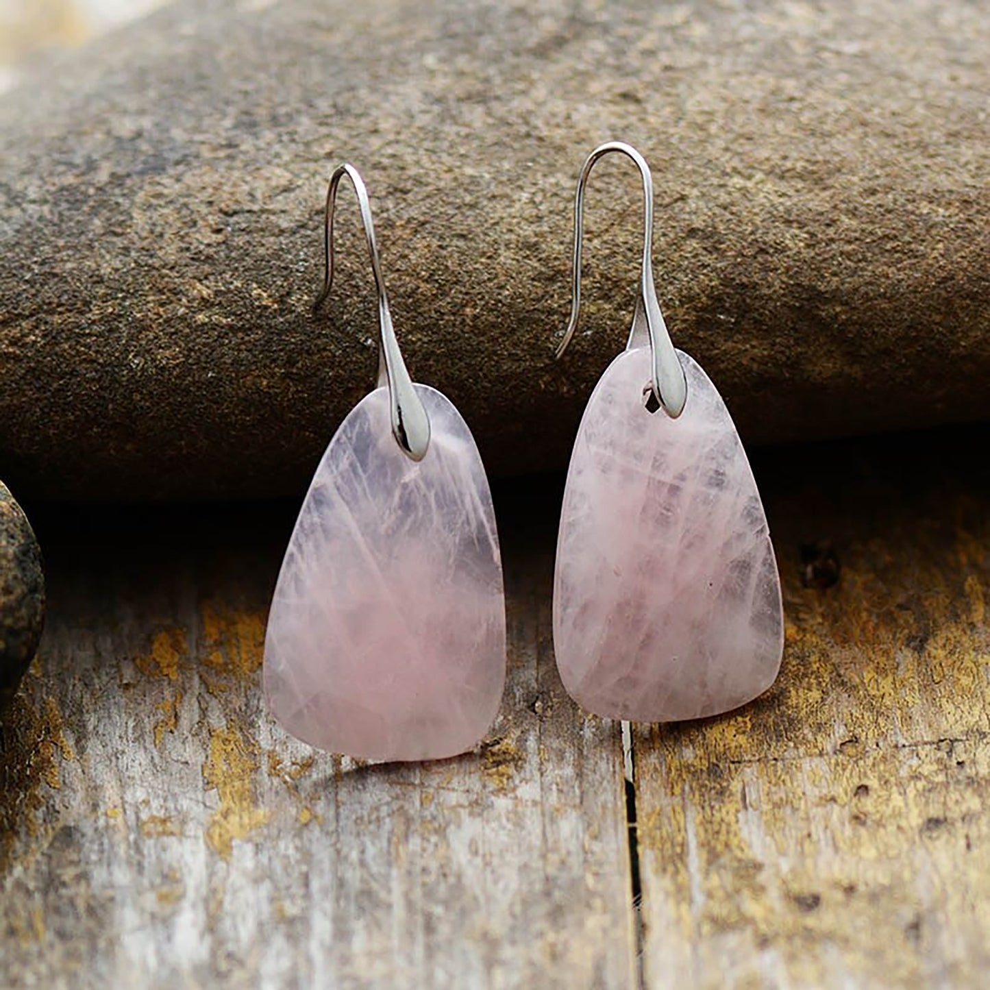 Rose Quartz Fancy Drop Earrings