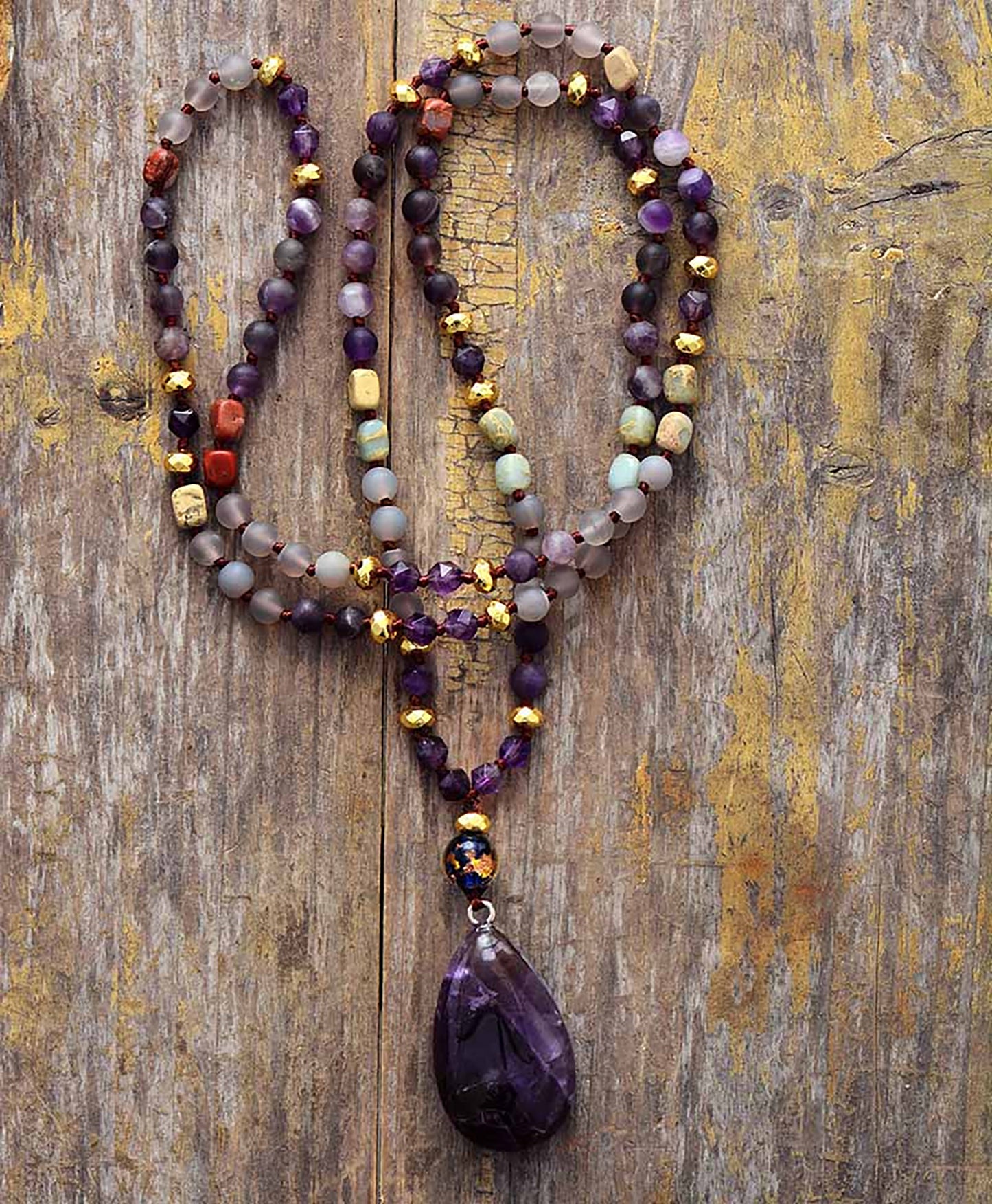 Amethyst Beaded Mala Necklace