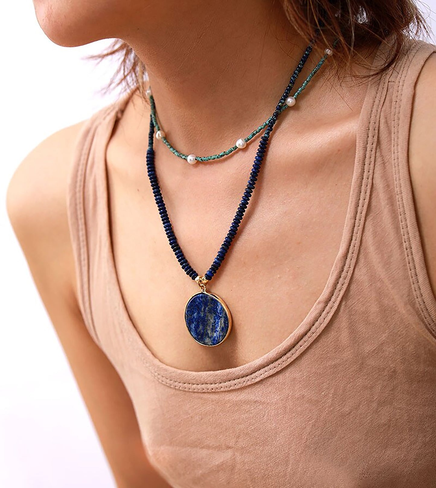 Circle Gemstone Pendant Necklace