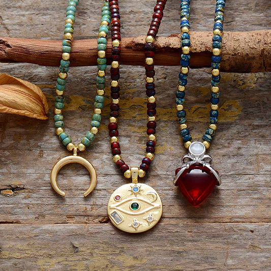 Horn Heart and Eye Spiritual Necklaces